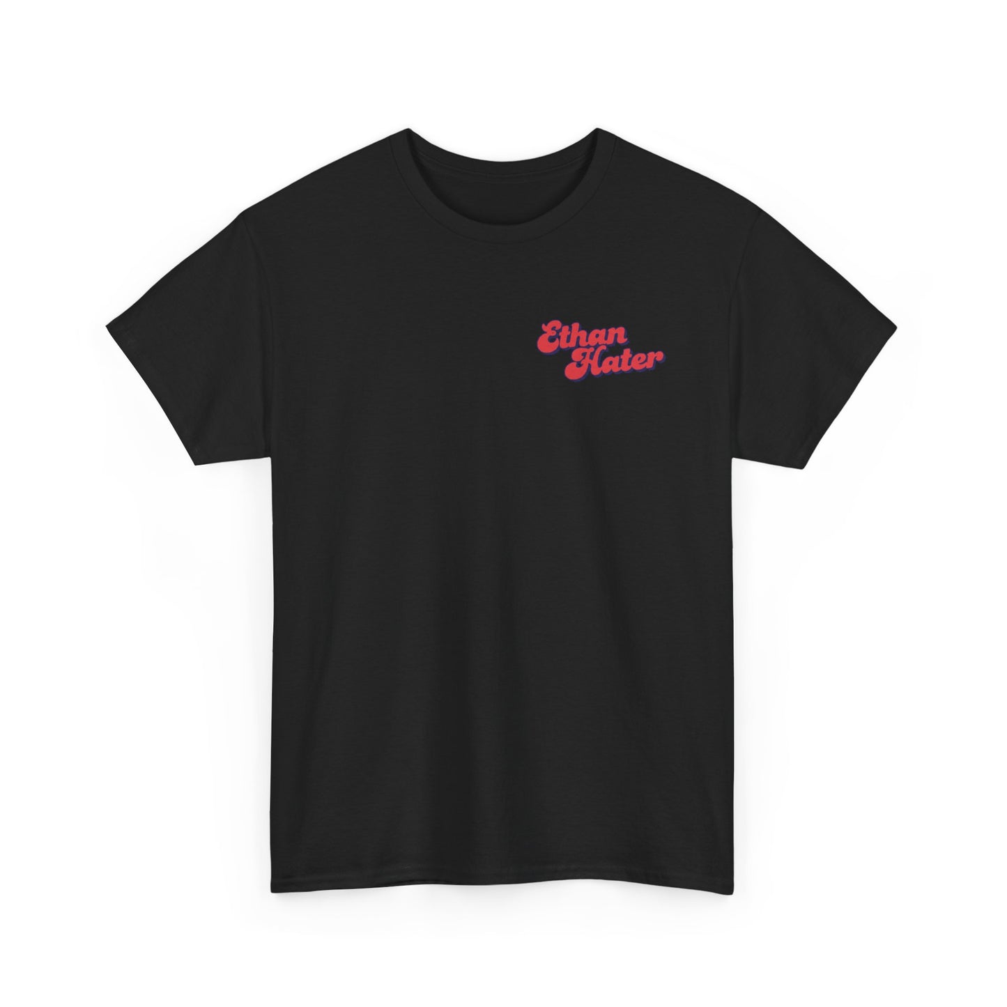 Retro 'Ethan Hater' Chest Logo Tee — Vintage Script Graphic T-Shirt