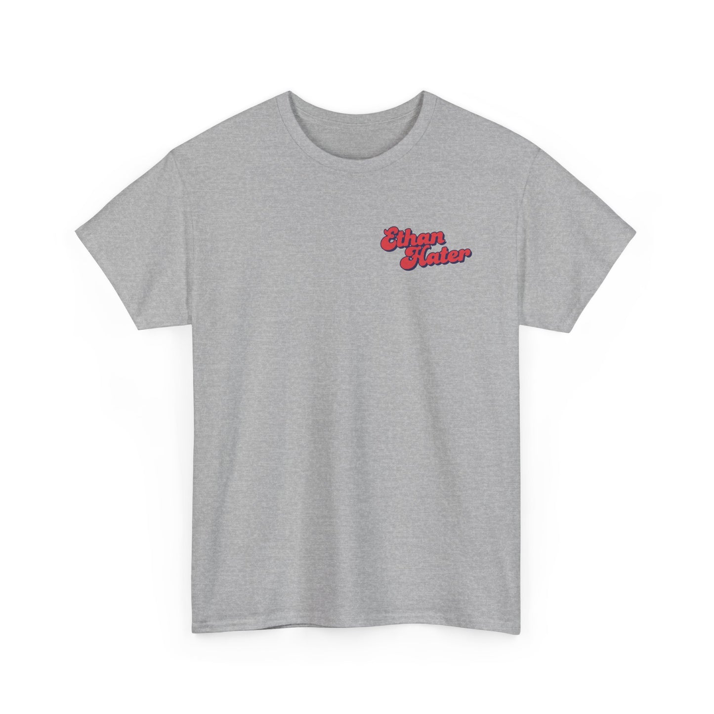 Retro 'Ethan Hater' Chest Logo Tee — Vintage Script Graphic T-Shirt