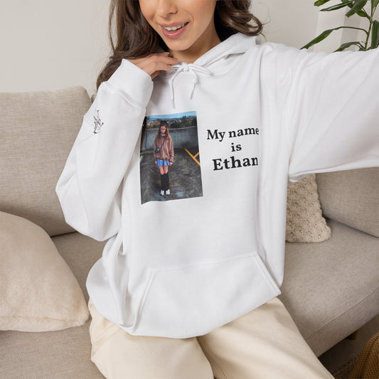 Customizable 'My Name Is [Name]' Photo Hoodie — Retro Lip Art & "Don't Touch Persona" Graphic
