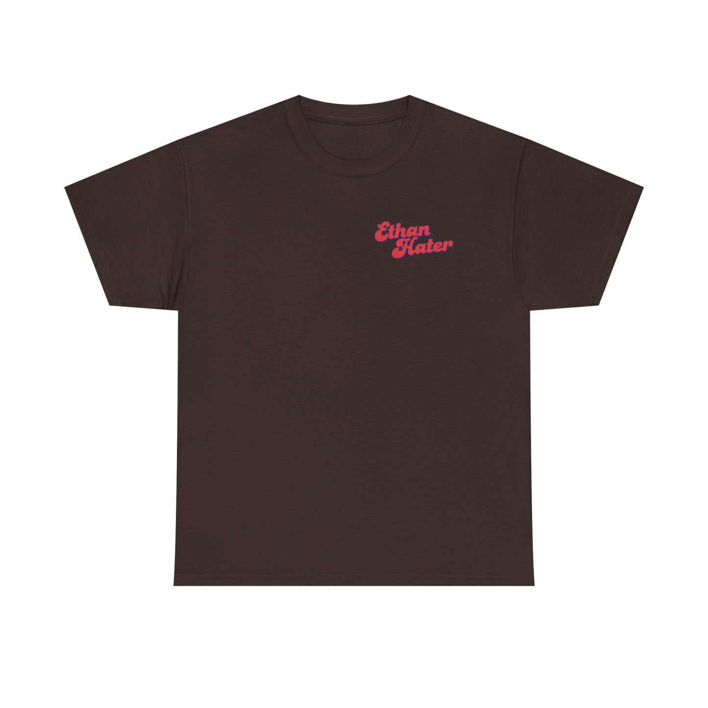 Retro 'Ethan Hater' Chest Logo Tee — Vintage Script Graphic T-Shirt