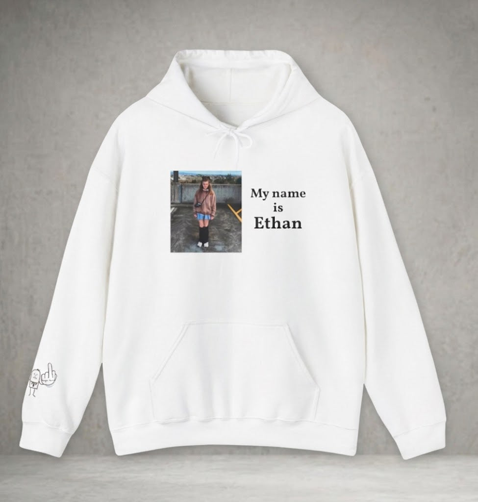 Customizable 'My Name Is [Name]' Photo Hoodie — Retro Lip Art & "Don't Touch Persona" Graphic