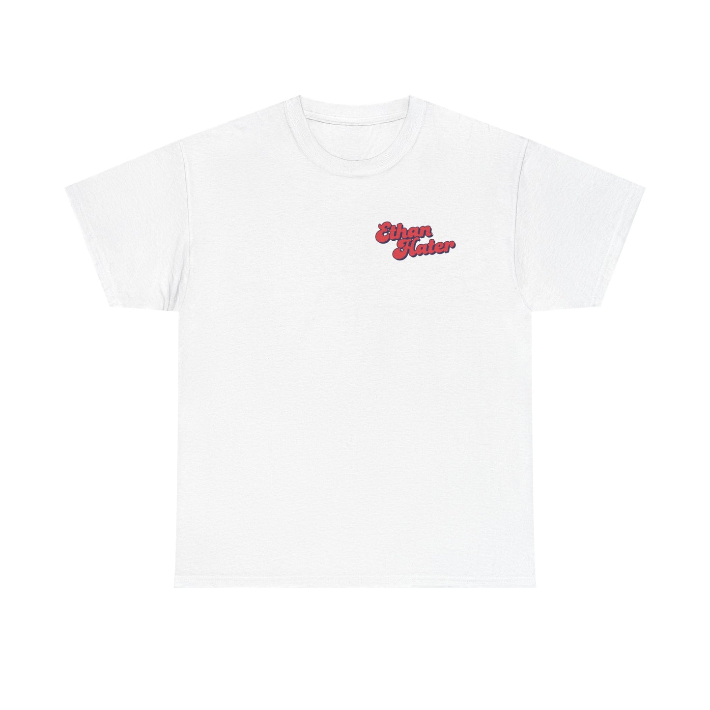 Retro 'Ethan Hater' Chest Logo Tee — Vintage Script Graphic T-Shirt