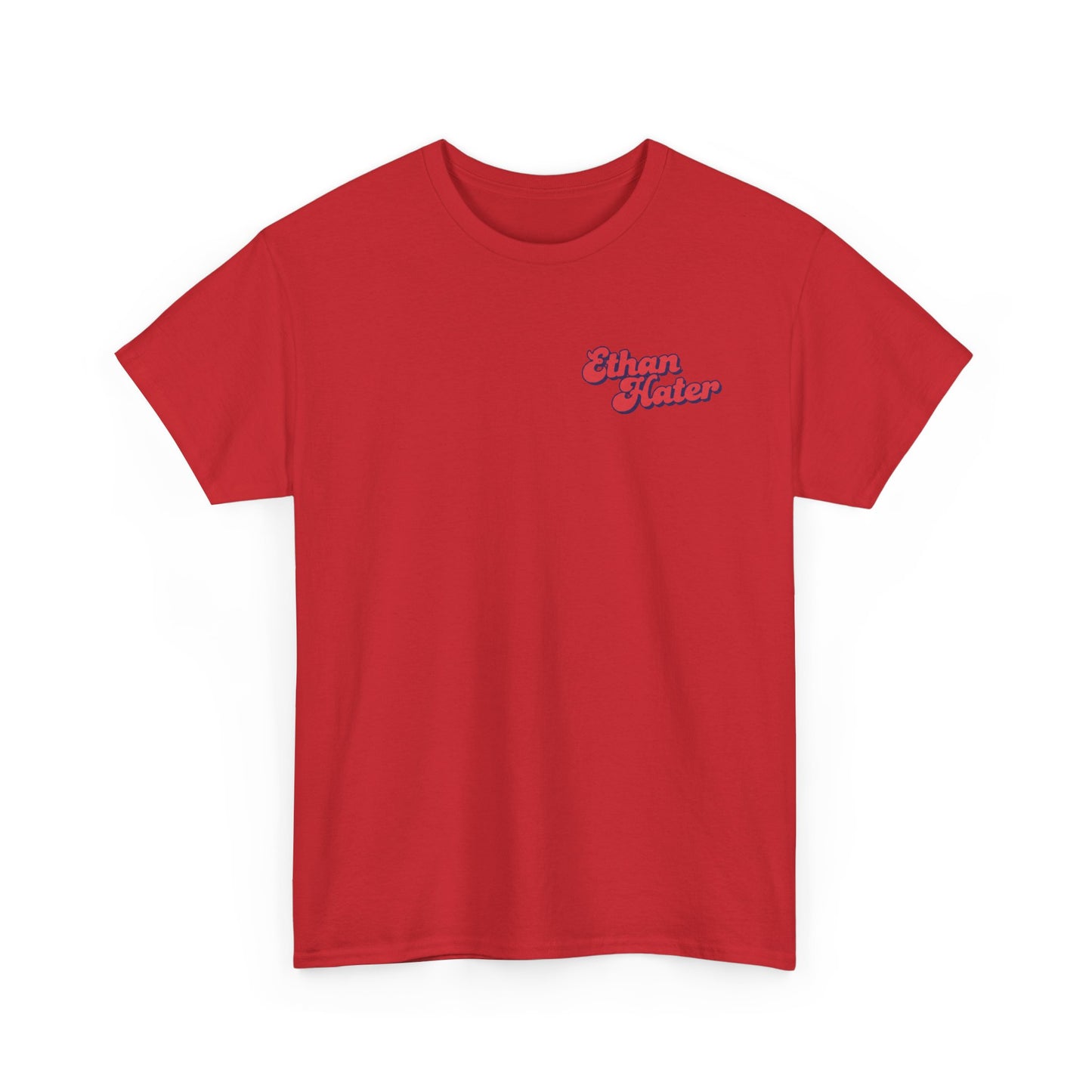 Retro 'Ethan Hater' Chest Logo Tee — Vintage Script Graphic T-Shirt
